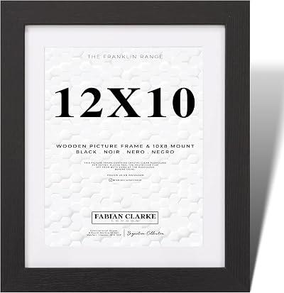 Fabian Clarke London 12x10 Modern Black Frame with White Mount 10x8