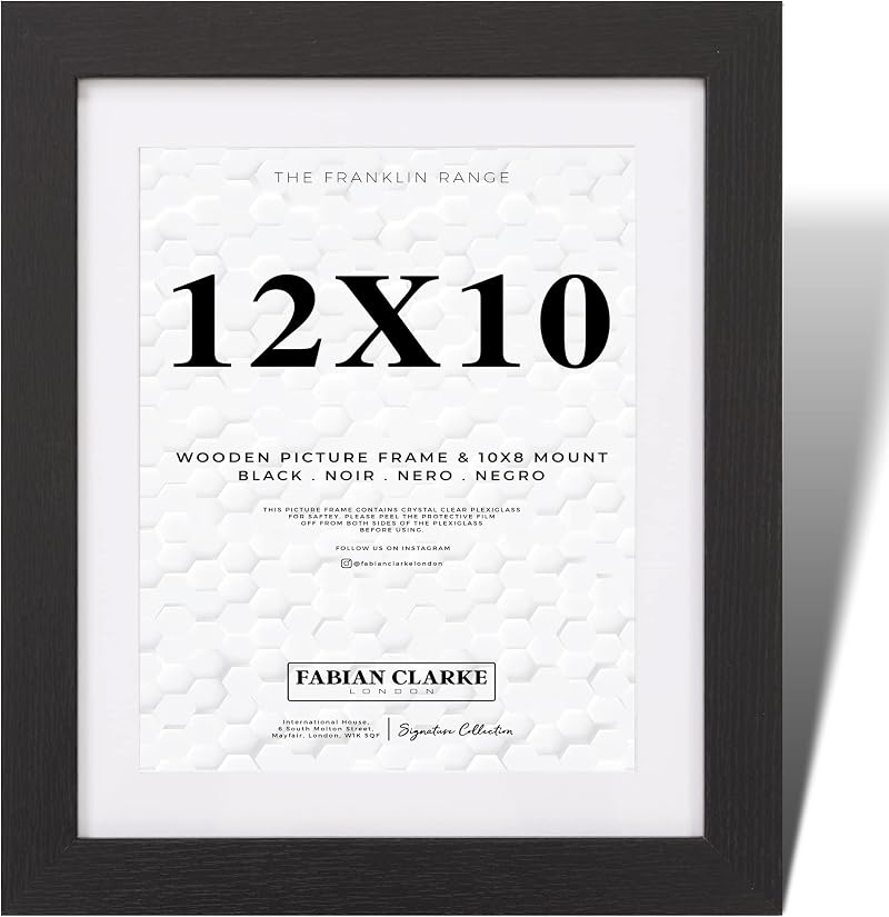 Fabian Clarke London 12x10 Modern Black Frame with White Mount 10x8