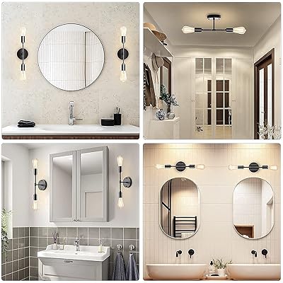 Buy Lasenchoo 2 Lights Black Wall Sconce Mid Century Modern Bathroom Vanity Industrial Wall Lamp Wall Mount Lighting Fixture For Kitchen Bedroom Mirror Cabinet Online In Turkey B08r5gxz6b