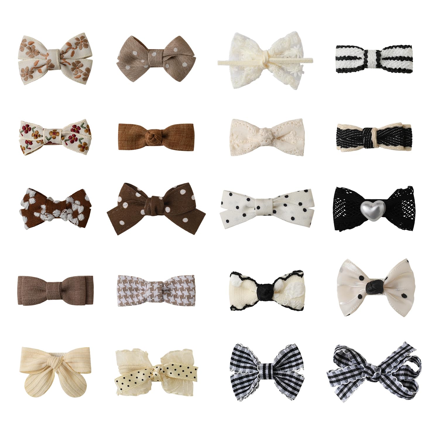 Photo 1 of 20 PCS Baby Hair Clips Set 2'' Toddler Girl Hair Bows Fully Covered Barrettes Infant Tiny Hair Accessories for Babies Kids Fine Hair