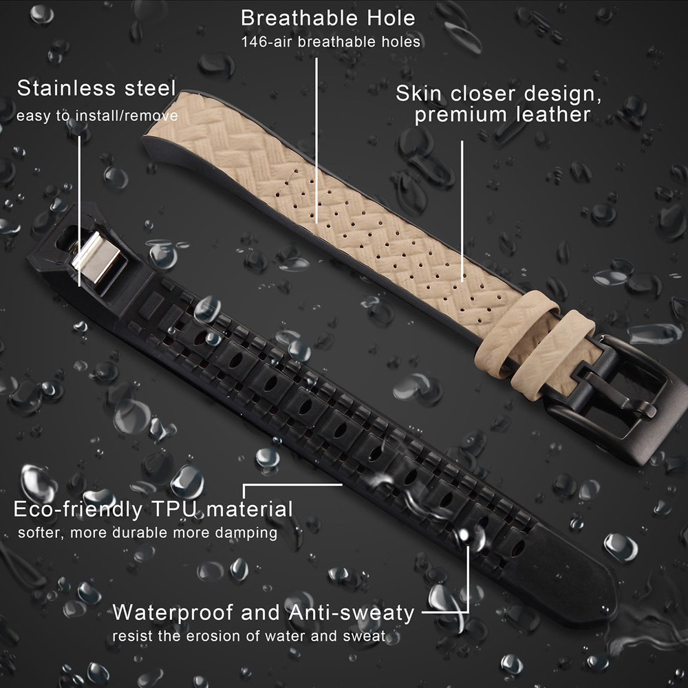 Fitbit Alta HR /Alta Bands for Men&Women, greatgo Replacement Leather TPU Wristbands Accessories Adjustable Sport Small Breathable Strap with Metal Buckle Clasp for Fitbit Alta Fitness Tracker (Grey)