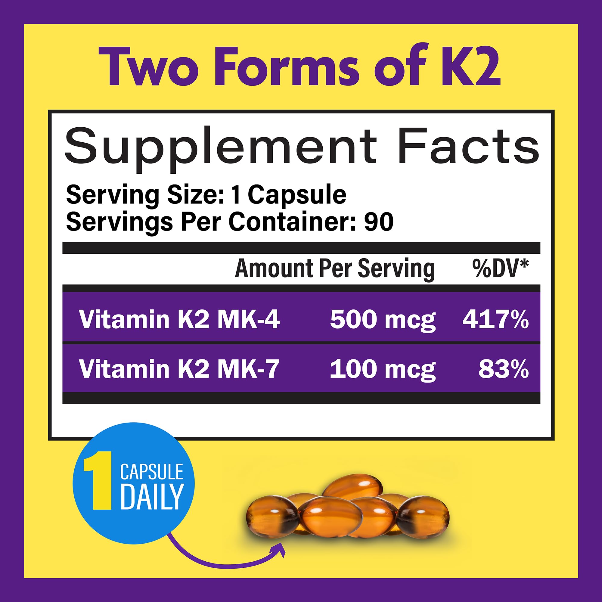 InnovixLabs Full Spectrum Vitamin K2 MK-7-90 Capsules - VIT K2 Vitamin Supplement with Trans Form MK7 & MK4-600 mcg - Supports General Health & Bones, K-2 Vitamins - Soy & Gluten Free