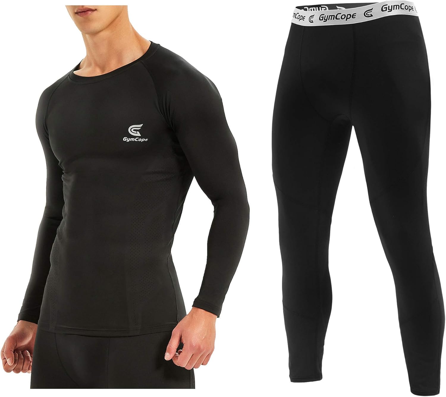 GymCope Mens Long Sleeve Compression Shirt and Mens