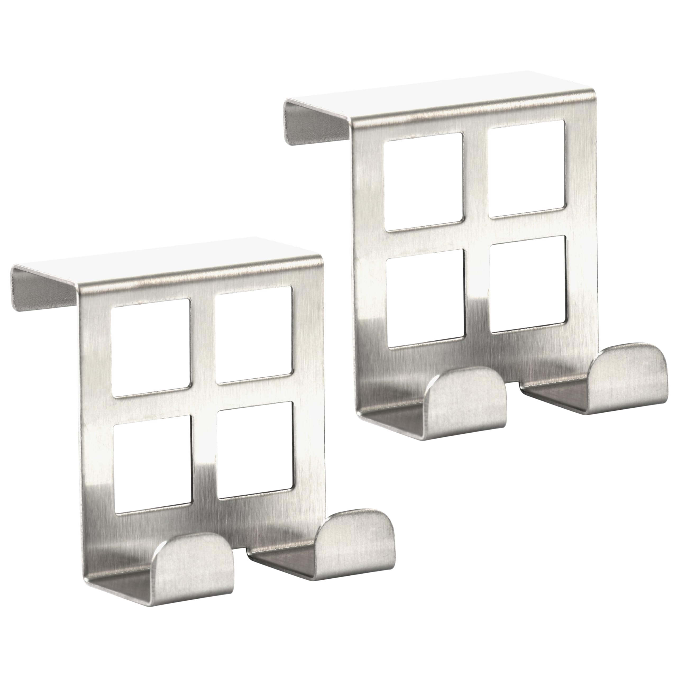 RICOO Door Hooks - Stainless Steel Over Door Hanger, Modern Door Hooks for Hanging Towels, Clothes, Bags - MH030Sx2, Set of 2