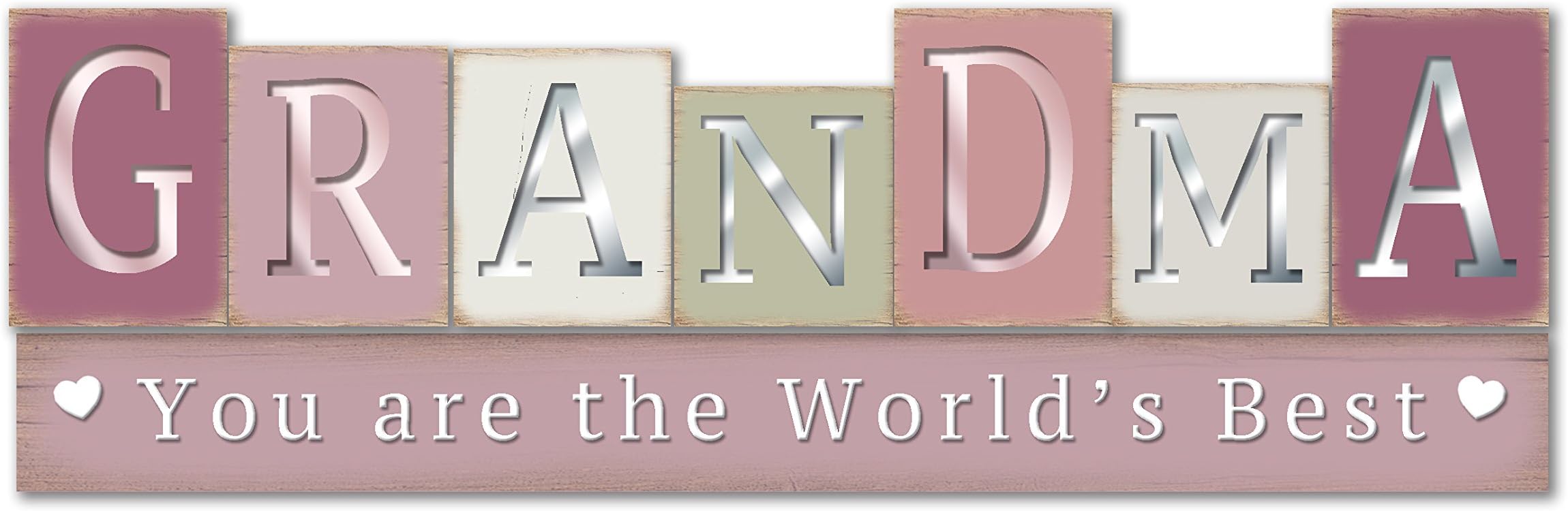 World's Best Grandma Wooden Standing Block Plaque Gift Rustic Mirror Mirror