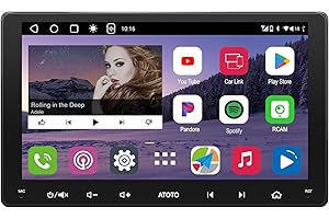 ATOTOZONE 9inch Double DIN Car Stereo Digital Media Receivers, Android Radio with Wireless CarPlay/Android Auto QLED Touch Sc
