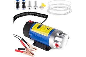 SIZIVIKI Oil Extractor Pump 12V 100W, Ultra-Quiet Fluid Transfer Pump for Engine Oil, Transmission Fluid, Gear Oil Change - Self-Priming Oil Change Pump for Car, Boat, Motorcycle, Mower, RV (3 Hoses+Adapters)