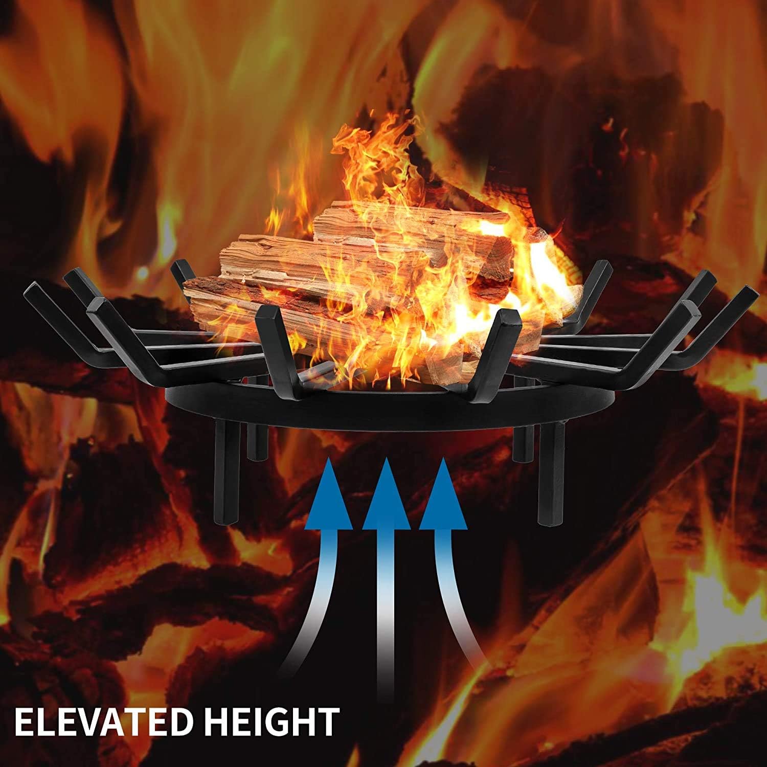 Amagabeli 24in Fire Grates for Open Fires Wrought Iron Fire Baskets for