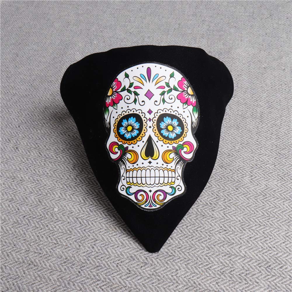 KAEHA SUN-063-B-09 Pet Triangle Creative Adjustable Dog Cat Puppy Collar Scarf Bandana Cloth Saliva Towel, Skull Print, Black