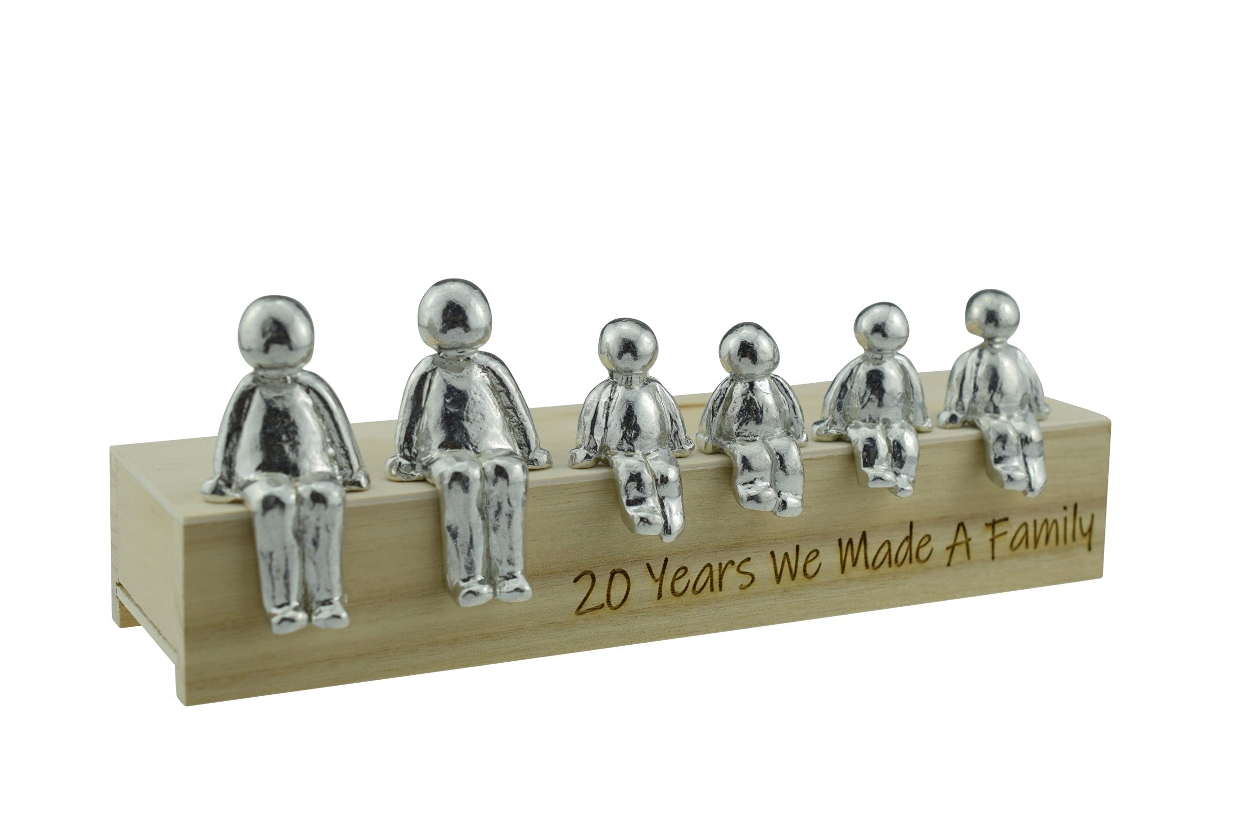 Pirantin 20th Anniversary Idea - 20 Years We Made A Family Metal Ornament - Choose Your Family Combination Box & Woodgrain May Vary(4 Children)
