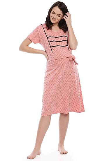 Womens Pink Printed Maternity Nightdress