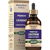 Piping Rock Cayenne Pepper Drops | 4 Fl Oz Tincture | Liquid Extract Supplement | Vegetarian, Alcohol Free | Non-GMO, Gluten Free
