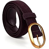 Valleycomfy Womens Leather Suede Waist Belt for Casual Dress Jeans Ladies with Gold Buckle