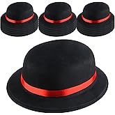 SGBETTER 16 Pcs Plastic Bowler Hat Black Derby Hat Dress Up Bowler Hats Party Hats with Red Band for Adult Kids Halloween Masquerades 1920s Party Supplies