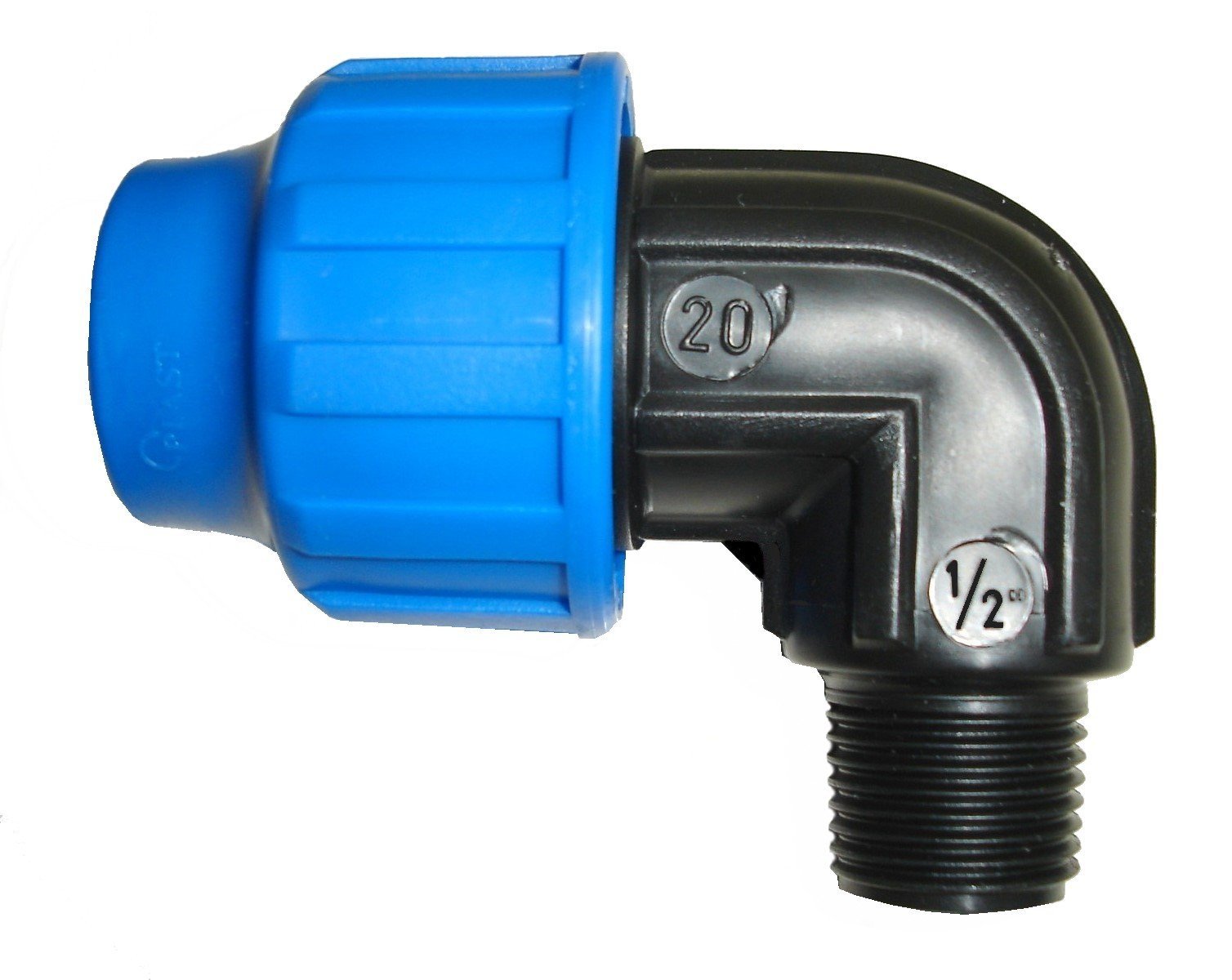 S&M 's & m Racor – Thread Male Elbow 20 mm x 1/2, Black and Blue