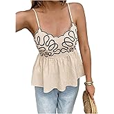 GORGLITTER Women's Sleeveless Baby Doll Peplum Top Trendy Dressy Boho Cute Summer Boho Backless Going Out Tops