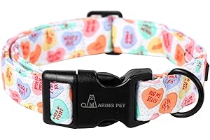 ARING PET Valentine's Day Dog Collar, Cute Candy Heart Pet Collars with Quick Release Buckle for Puppy Small Medium Large Boy Girl Dogs-M