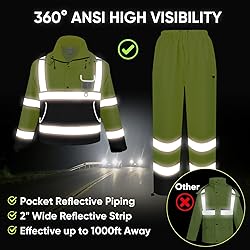 TICONN Hi Vis Rain Jacket and Pants, Waterproof