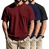 Neer 3 Pack Men's Big and Tall T-Shirts Cotton Short Sleeve Crewneck Plus Size Tee Shirts Hipster Longline Oversized Tops(Wine Red, Navy Blue, Black,5X-Large)