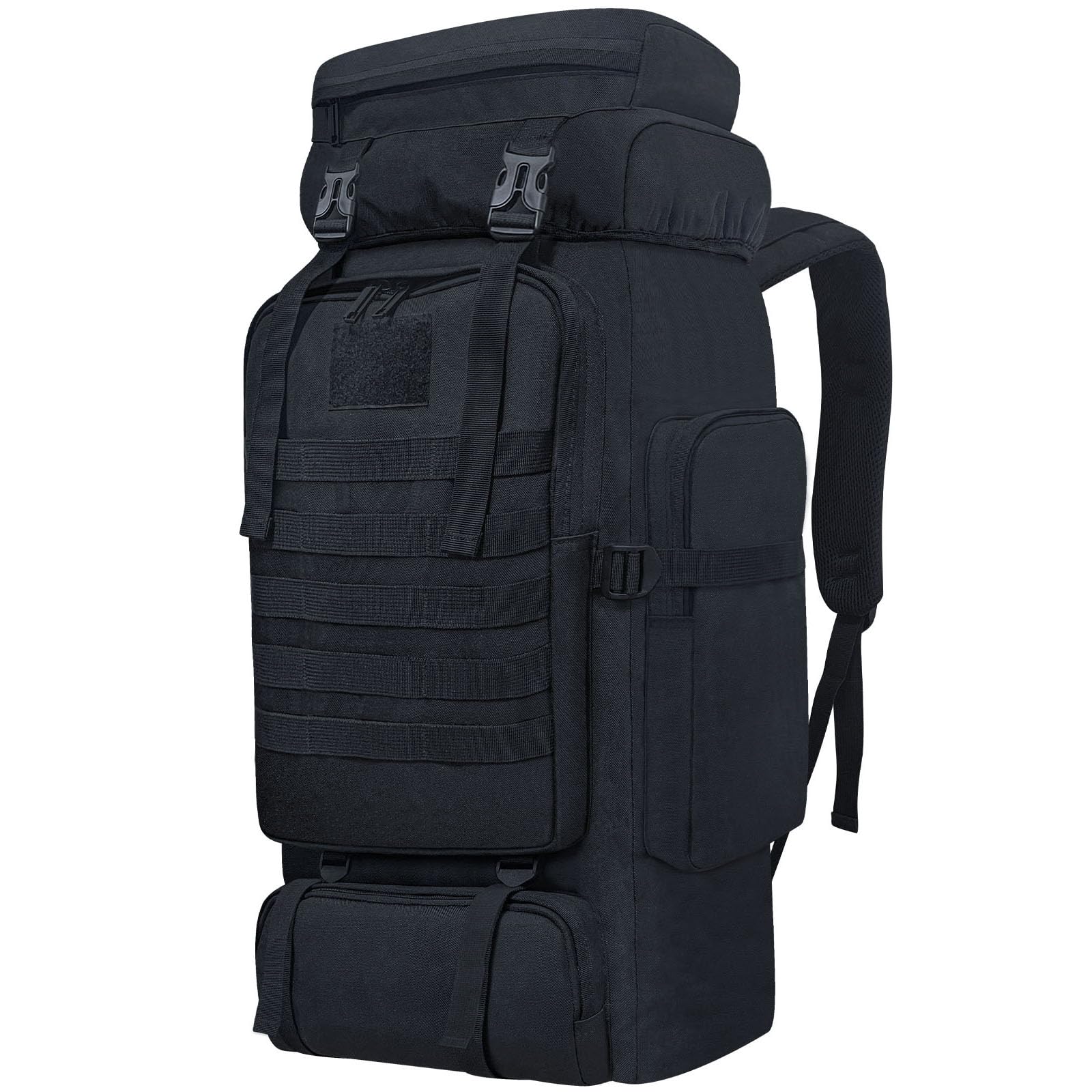 Lizbin 80L Camping Hiking Backpack, Military Tactical Backpack Molle Rucksack, Extra Large Hiking Backpack, Water Resistant Hiking Daypack, Outdoor Sports Backpack, Adjustable Sport Bags (Black)