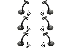 Langdoly- 3" Solid Heavy Duty Round Base Handrail Brackets for Staircase-Pack of (Satin Black 6)