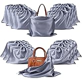 GONGKANGYUAN 12 Pcs Dust Bags for Purses and Handbags Satin Purse Storage Organizer With Drawstring Closure Handbag Protector (Grey)