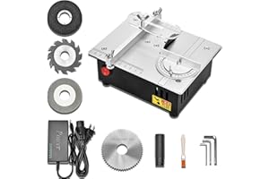 BILLOWVOLVE Precision Mini Electric Table Saw, DIY Hobby Handmade Woodworking Bench Cutting Machine Adjustable Cut Depth Small Desktop Saw for Miniature Wood Craft (Regular style)