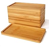 10PCS Mini Bamboo Display Trays - 7"x3.4" Small Decorative Bamboo Trays for Vanity, Plants, Candles, Keys, Soap, Jewelry, Tealight - Not for Serving Heavy Food