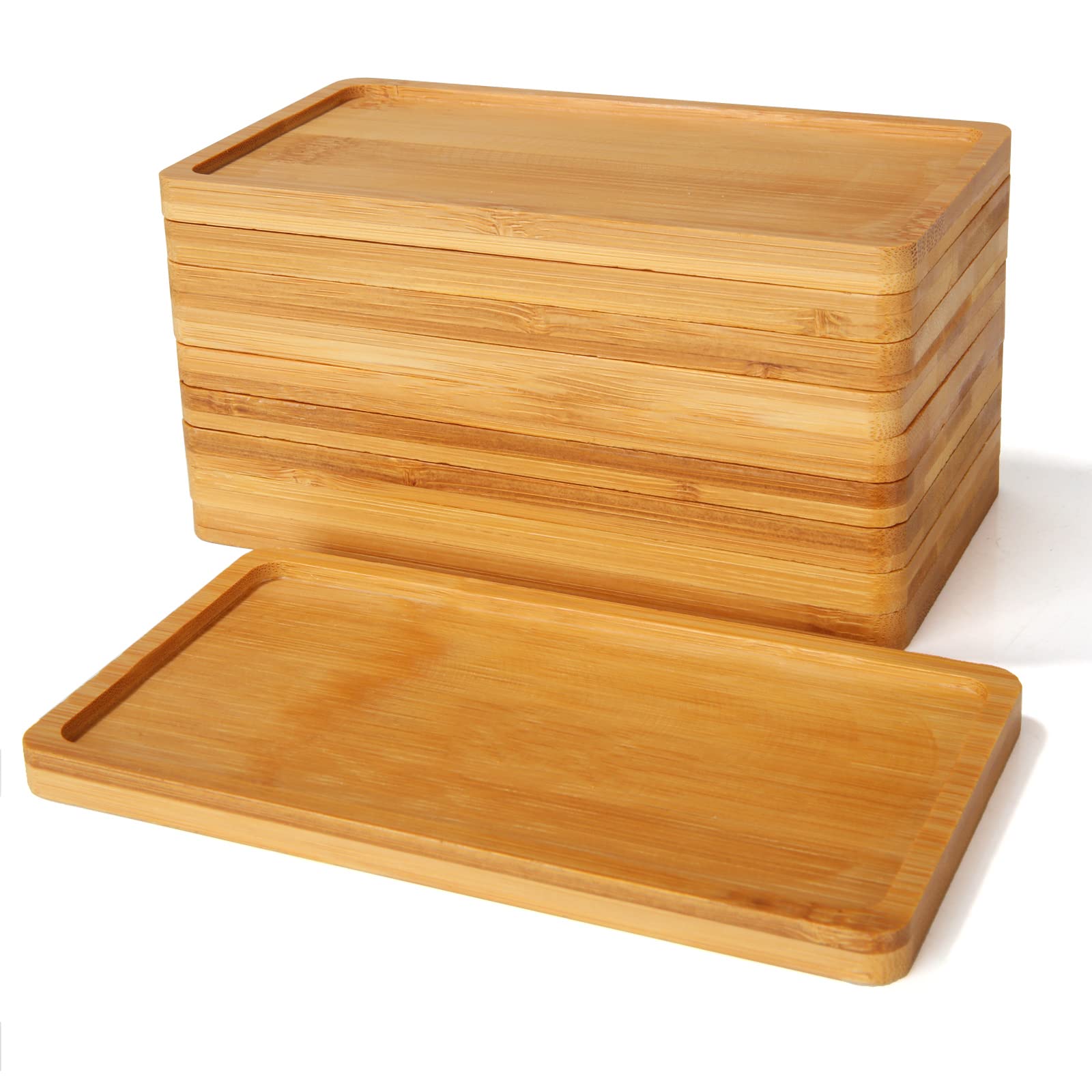 Photo 1 of DIRBUY 10PCS Small Bamboo Trays Set - Bamboo Vanity Tray for Bathroom - Mini Rectangle Bamboo Trays for Decor - 7 x 3.4X 0.4inch
