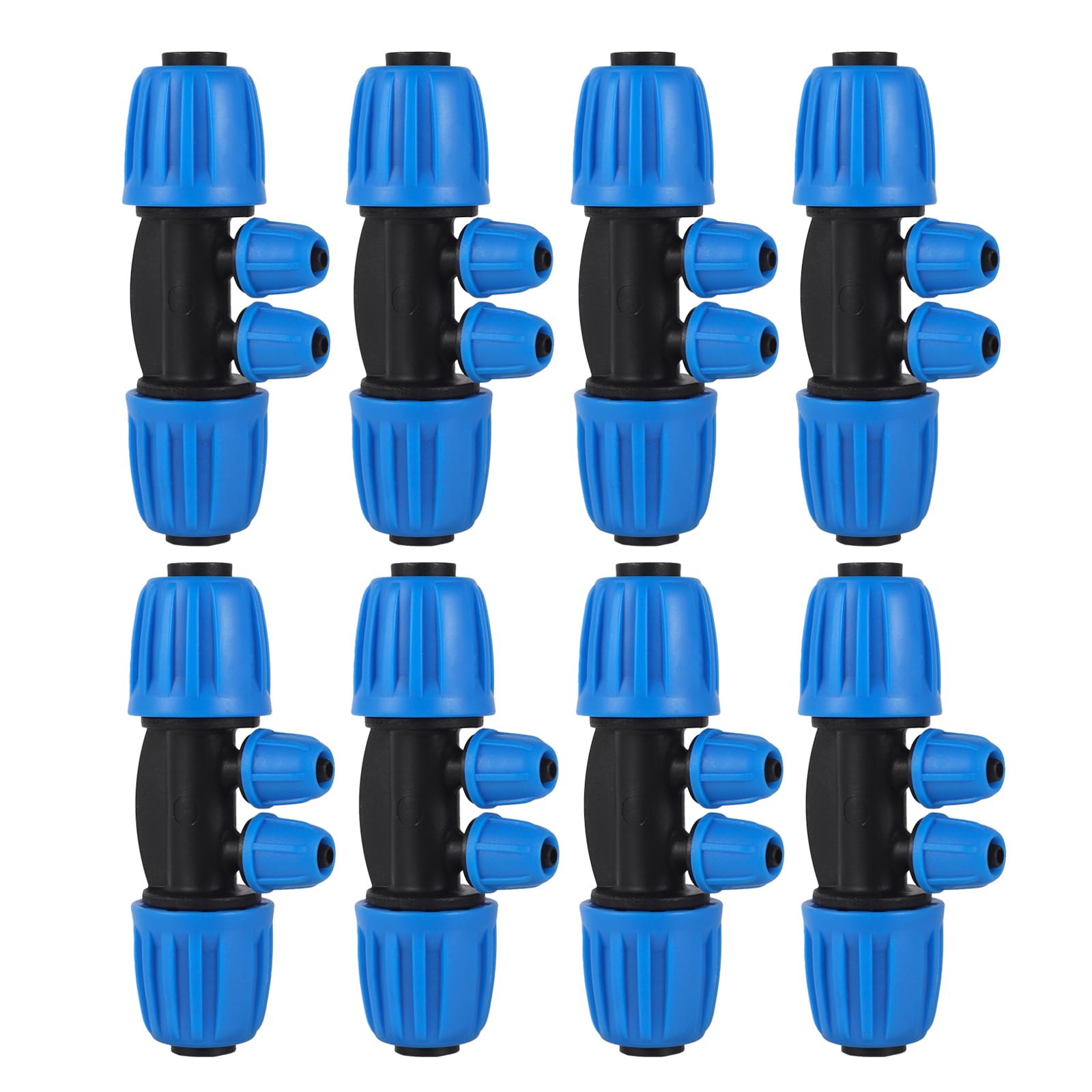 Photo 1 of 10 Pcs 1/2 to 1/4 inch Garden Hose Tubing Irrigation Fittings,4-Way Anti-Leak 1/2'' to 1/4'' Locked Barbed Drip Irrigation Tee Connectors (1/2"IDx0.6-0.63"OD) 1/2'' to 1/4'' Irrigation Tubing Fitting