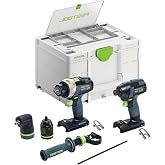 Festool 578830 TID 18 Impact Driver &amp; TPC 18/4 QUADRIVE Hammer Drill Set | Brushless Cordless Drill and Impact Driver Combo with T-Mode, 4-Speed Gearbox &amp; Systainer
