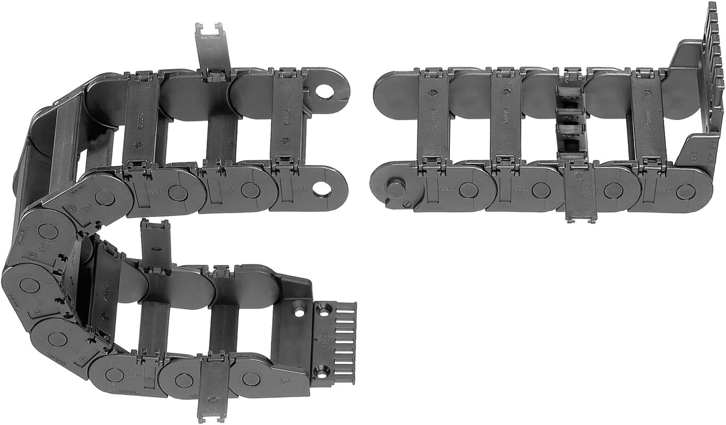 Igus 250-05-055-0 Energy Chain Cable Carrier, Polymer, Hinge-Open Crossbar , 0.91 Max Cable Diameter, 0.98" Inner Height, 2.24" Inner Width, 2.17" Bend Radius, 3ft" Chain Length