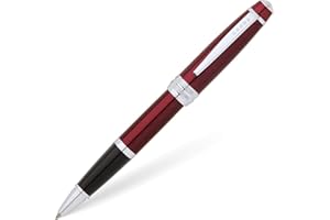 Cross Bailey Refillable Rollerball Pen Presented in a Premium Gift Box - Medium Point, Black Ink, Red