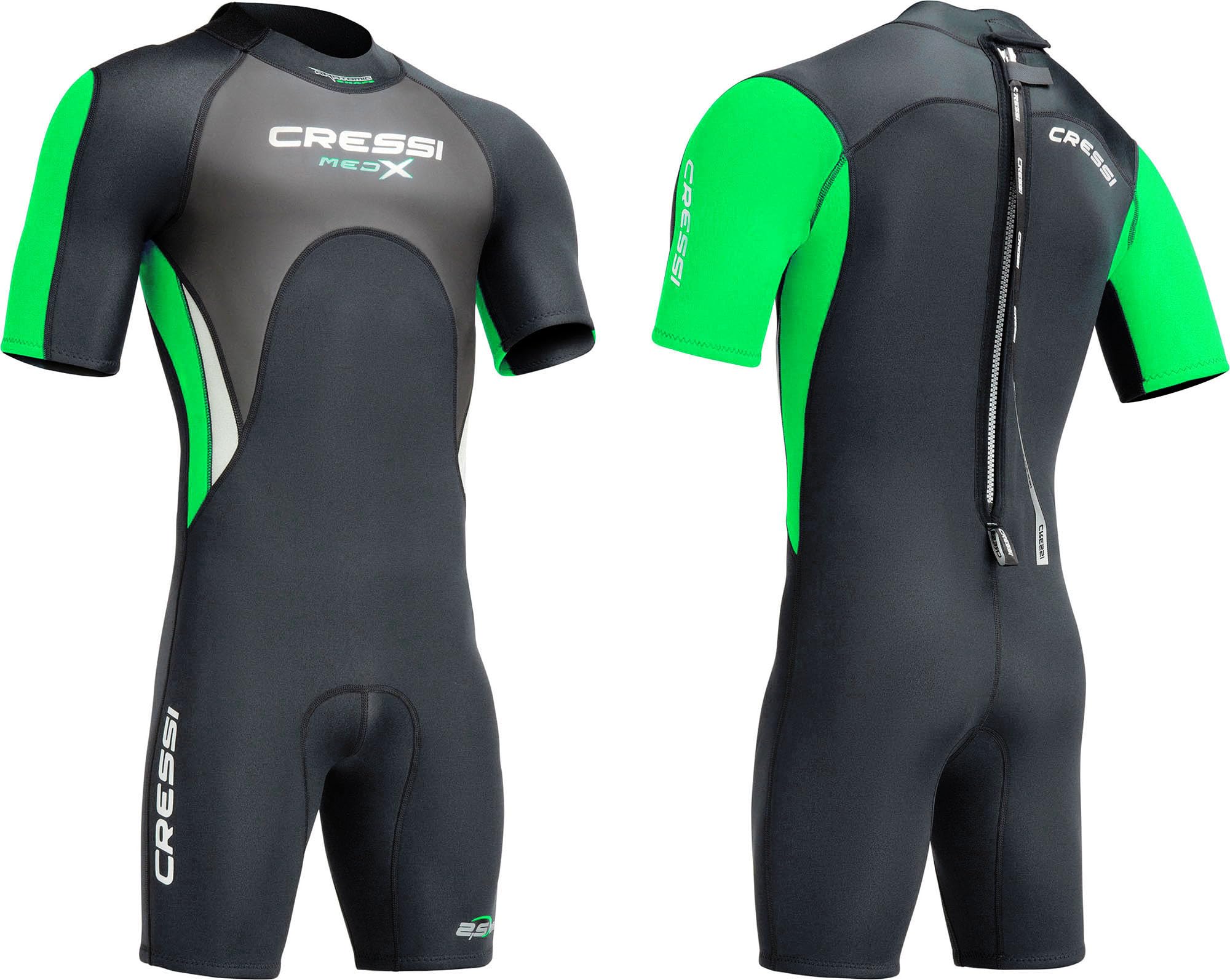 CRESSI Med X Man Shorty Wetsuit Black/Lime 2,5mm 3XL/7 - Men's Shorty Wetsuit 2,5mm for Snorkelling and Diving in Temperate Waters, Black/Lime/Silver, 3XL/7