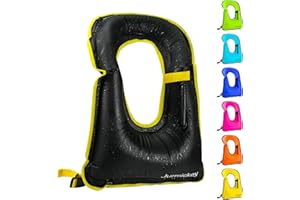 JURMICKEY Inflatable Snorkel Vest Adults, Portable Snorkel Jacket, Buoyancy Vest for Snorkeling, Swimming, Kayaking, Boating, Safety Load Up to 220 Ibs