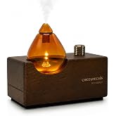 chezArtemis Amber Retro Waterless Essential Oil Diffuser for Aromatherapy | Amber glass mist chamber &amp; Wood body, Up to 10 day battery, Plastic &amp; BPA free, Retro aesthetic design, Gift for home