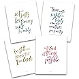 Christian Wall Art - Brush Calligraphy Bible Verses Wall Decor 8x10 - Scripture Wall Art Set - Christian Decor Gifts - Be Still and Know That I Am God (4-Piece, Color) - Unframed