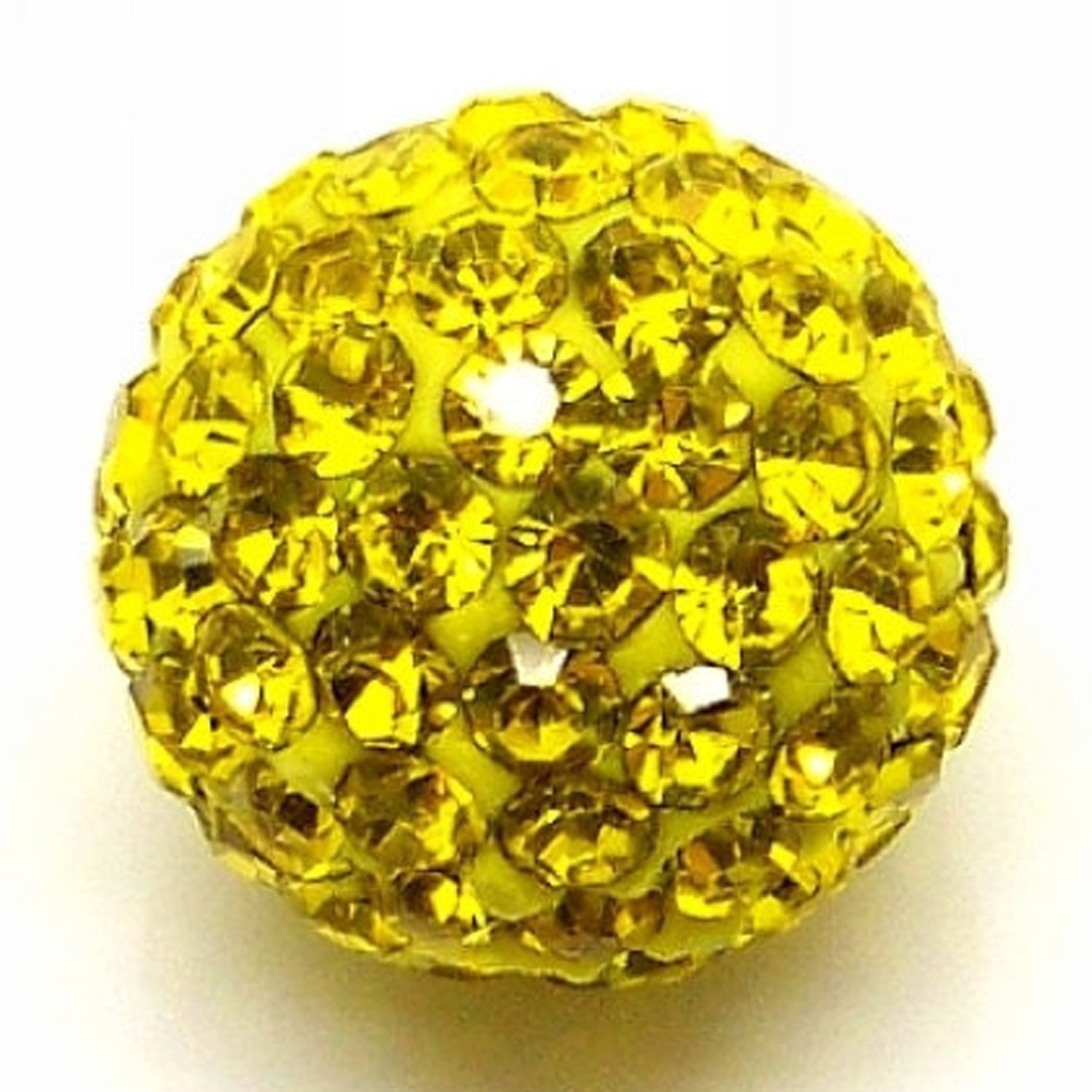 RUBYCA Pave Czech Crystal Disco Ball Clay Beads fit Shamballa Jewelry (20pcs, 10mm, Lemon Yellow)