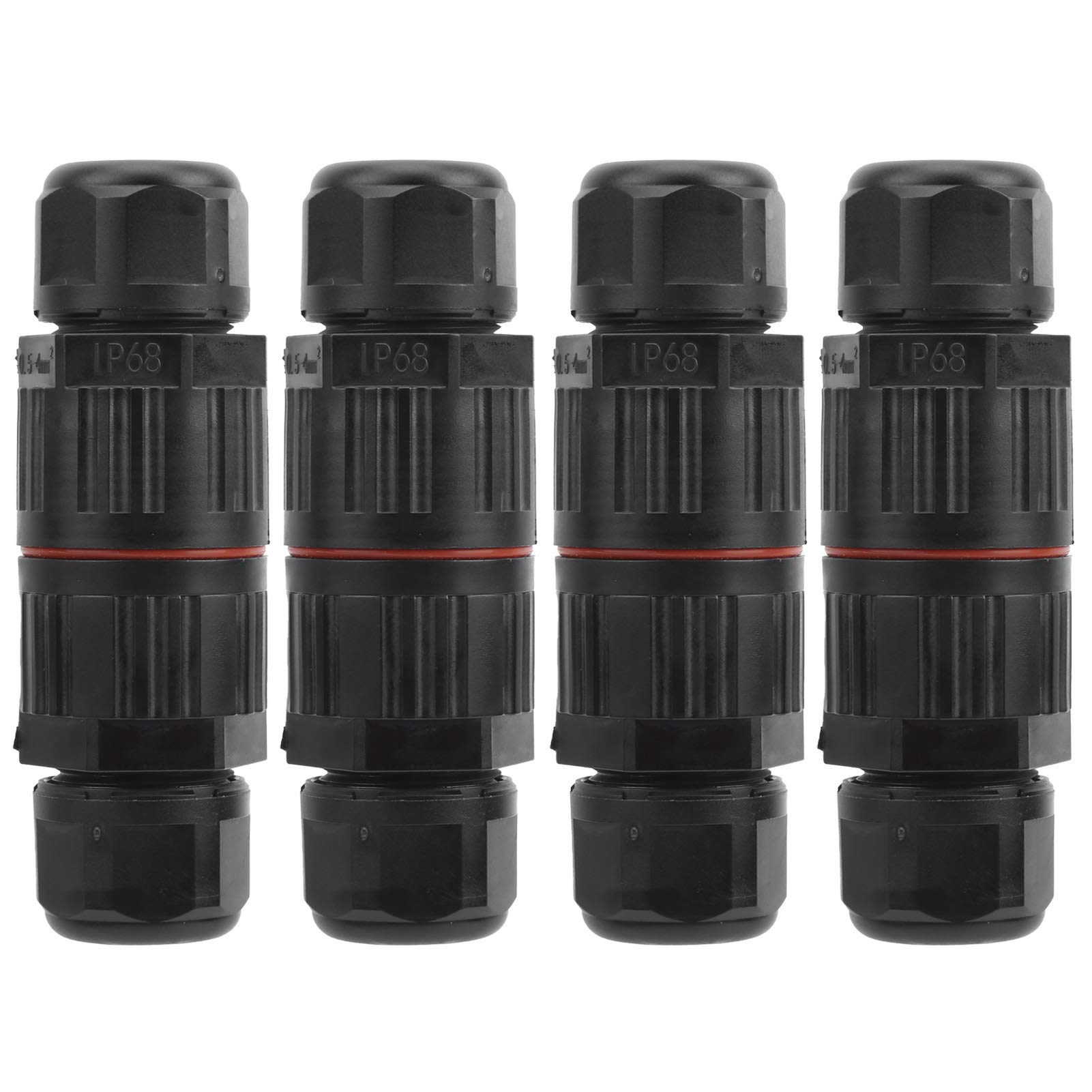 Waterproof Outdoor Electrical Connector, 3Pin Wire Connector Junction Box, IP67 Rated for Street Lights, Garden Lights, or Outdoor Lighting Fixtures - 4Pcs Per Package