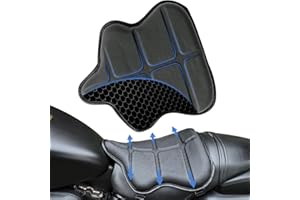 FQMY Upgrade Universal Motorcycle Seat Cushion, Large High Elasticity Gel 3D Honeycomb, Breathable Shock Absorption Motorcycle seat Cover, Leathers Motorcycle Gel Seat Pad for Comfortable Long Rides