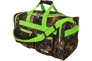 "E-Z Roll" 20 Inch Tree Camouflage Duffle Bag/Outdoor/Sports/Gym/Travel Bag in 5 Colors (Lime Trim)