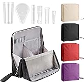 LFZHAN Standing Makeup Bag Organizer with 6 Brush Guards, Large Portable Makeup Organizer Bag for Travel, Stand Up Cosmetic Case with Brush Protectors (Black)