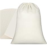 Pangda 15 Pcs Muslin Bags 15 x 22 Inch Cloth Bags with Drawstring Large Storage pouches Bulk Cotton Reusable Grocery pouches DIY Craft Sachet for Party Wedding Home Storage