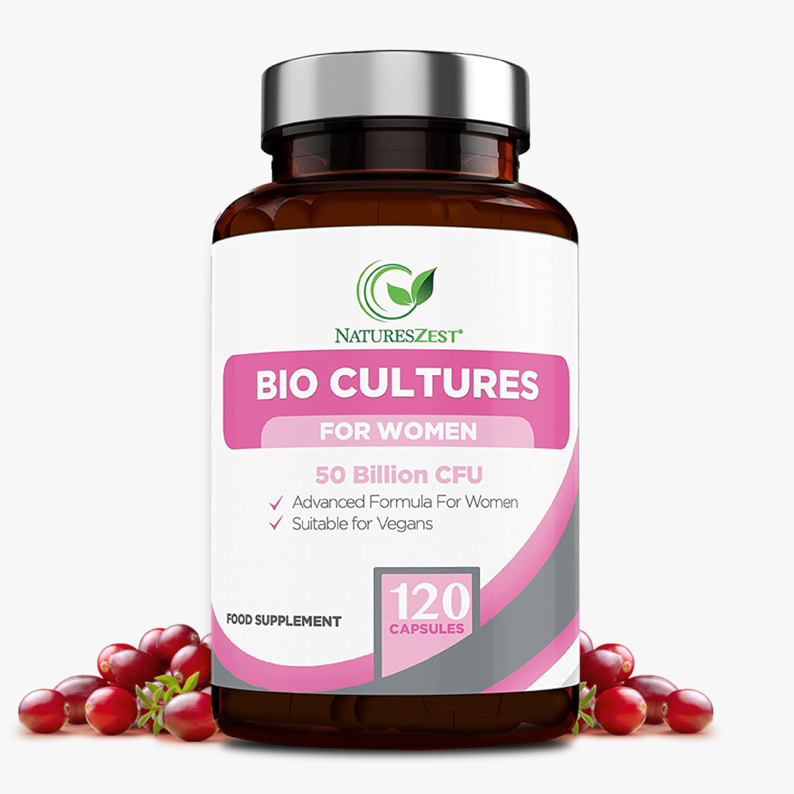 Probiotics for Women - 50 Billion CFU -120 Vegan Caps for Gut Health & Intimate Flora Probiotics Complex + Prebiotics enriched with Cranberry Extract, Lactobacillus Reuteri & Rhamnosus- 4 Month Supply
