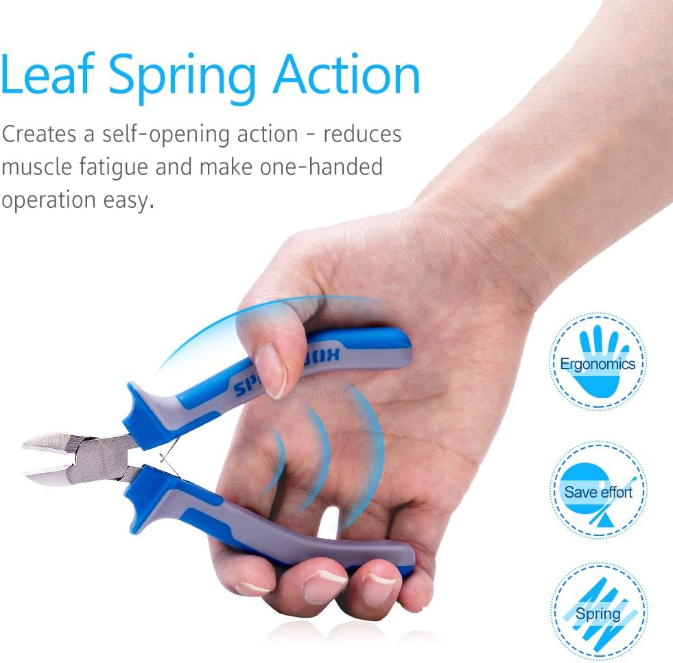 SPEEDWOX 4 Inches Diagonal Pliers Small Wire Cutters Mini Precision Plastic Nippers Plastic Side Cutter Side Cutting Micro Fine Pliers Functional Professional Hand Tool with Spring for Jewelry Making - Image 5