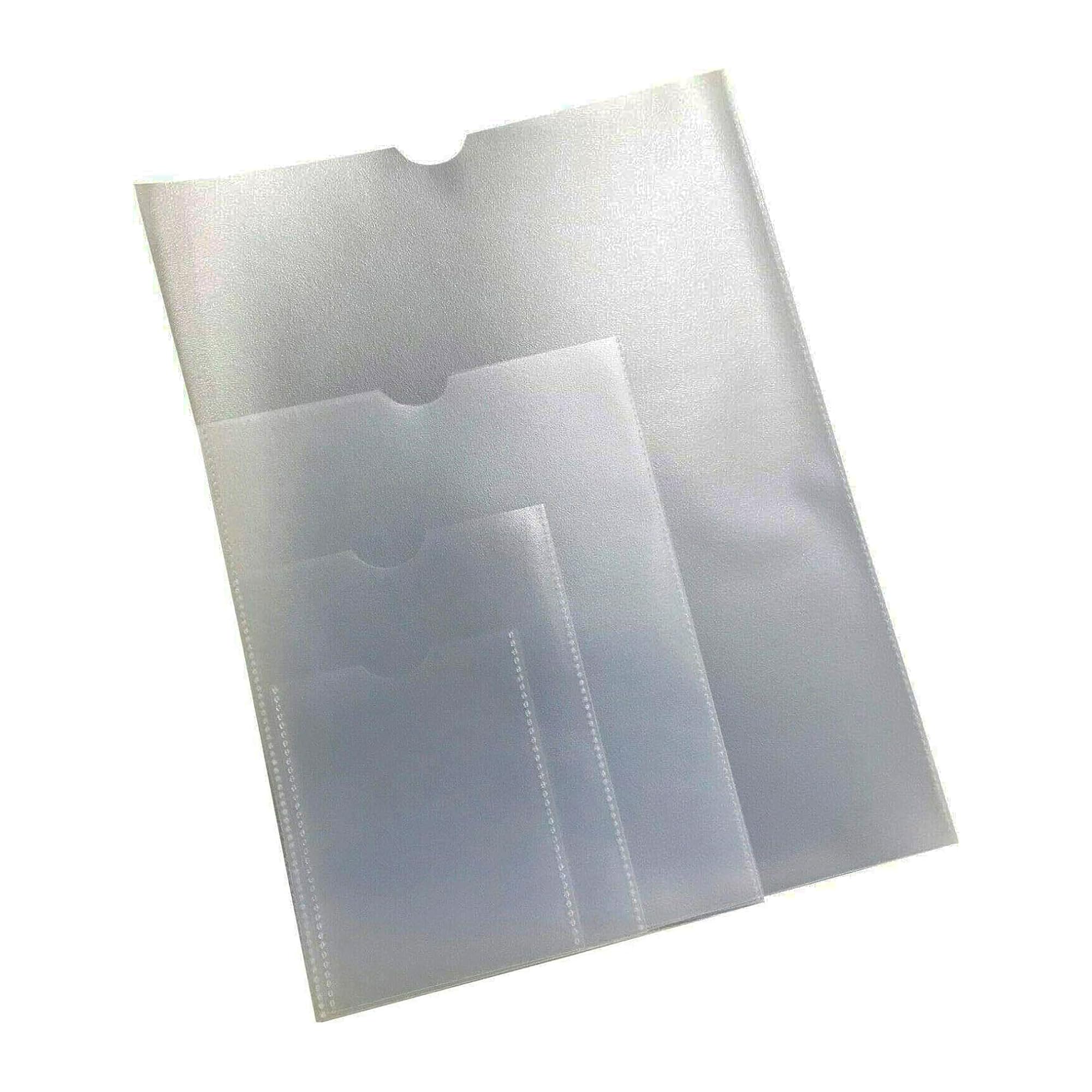 Unpunched Job Pockets with Thumb Cut, Job Card Holders, Page Protectors (Oversize A5 Pack of 100) Plastic Sleeves Page Holder for Card Holder Pocket Card Sleeve Protectors PCL Media ltd