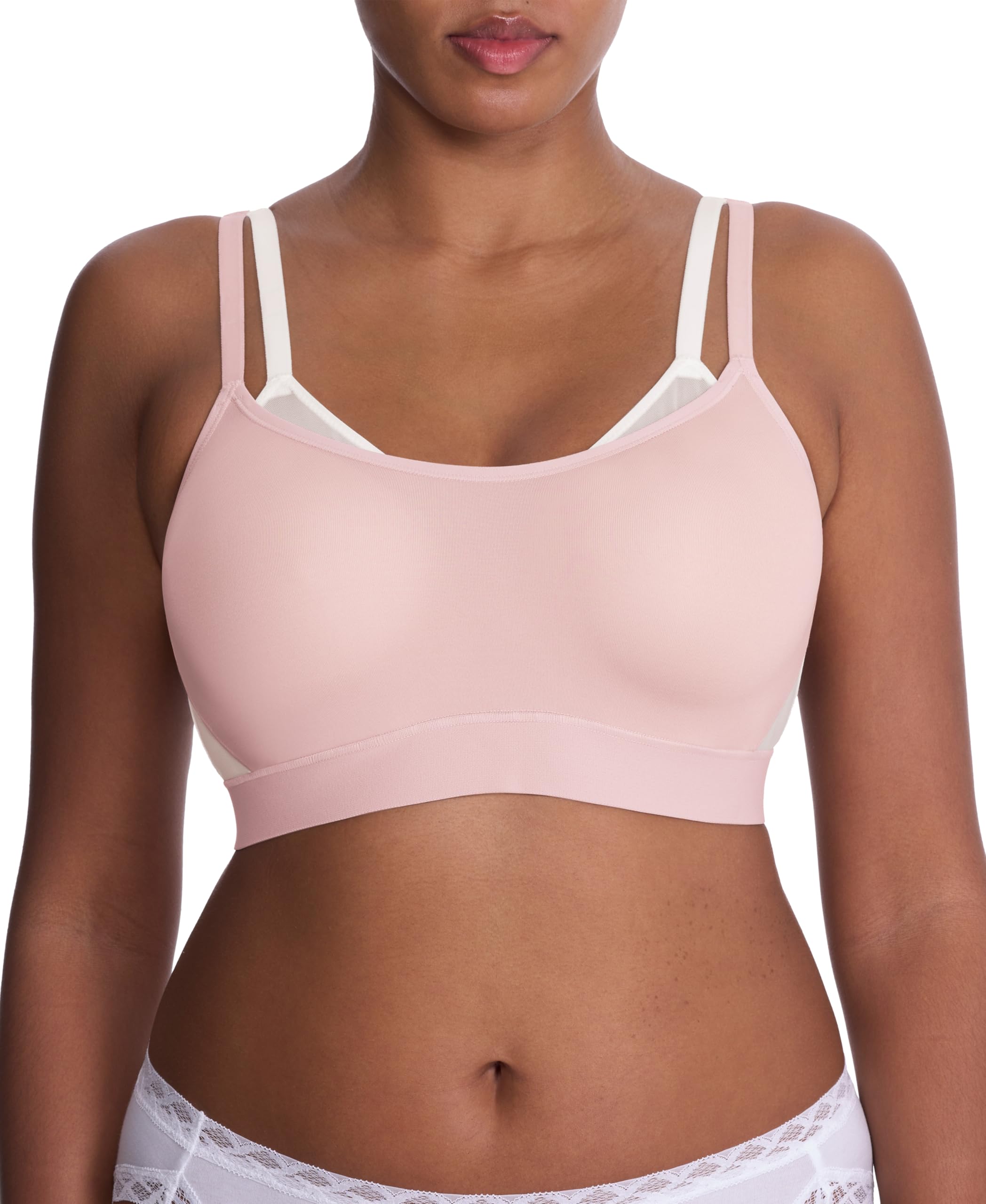Natori Sujetador deportivo con aros para mujer Gravity Contour (rosa beige/blanco cálido, 32D)