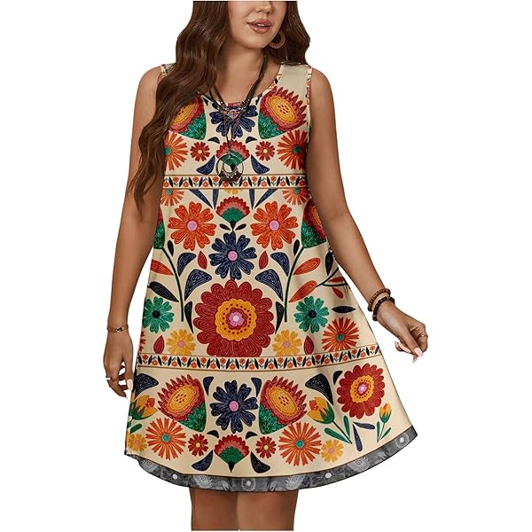 Women's Plus Size Boho Halter Dress - Western Striped Mini Dress With Tassel Hem