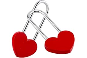 VeYocilk 2PCS 3.5" 50mm Love Lock Heart Padlock,Red Single Heart Wish Lock for Lovers Wedding, Wish Day,Anniversary,Travel,Bridge(NO Key)