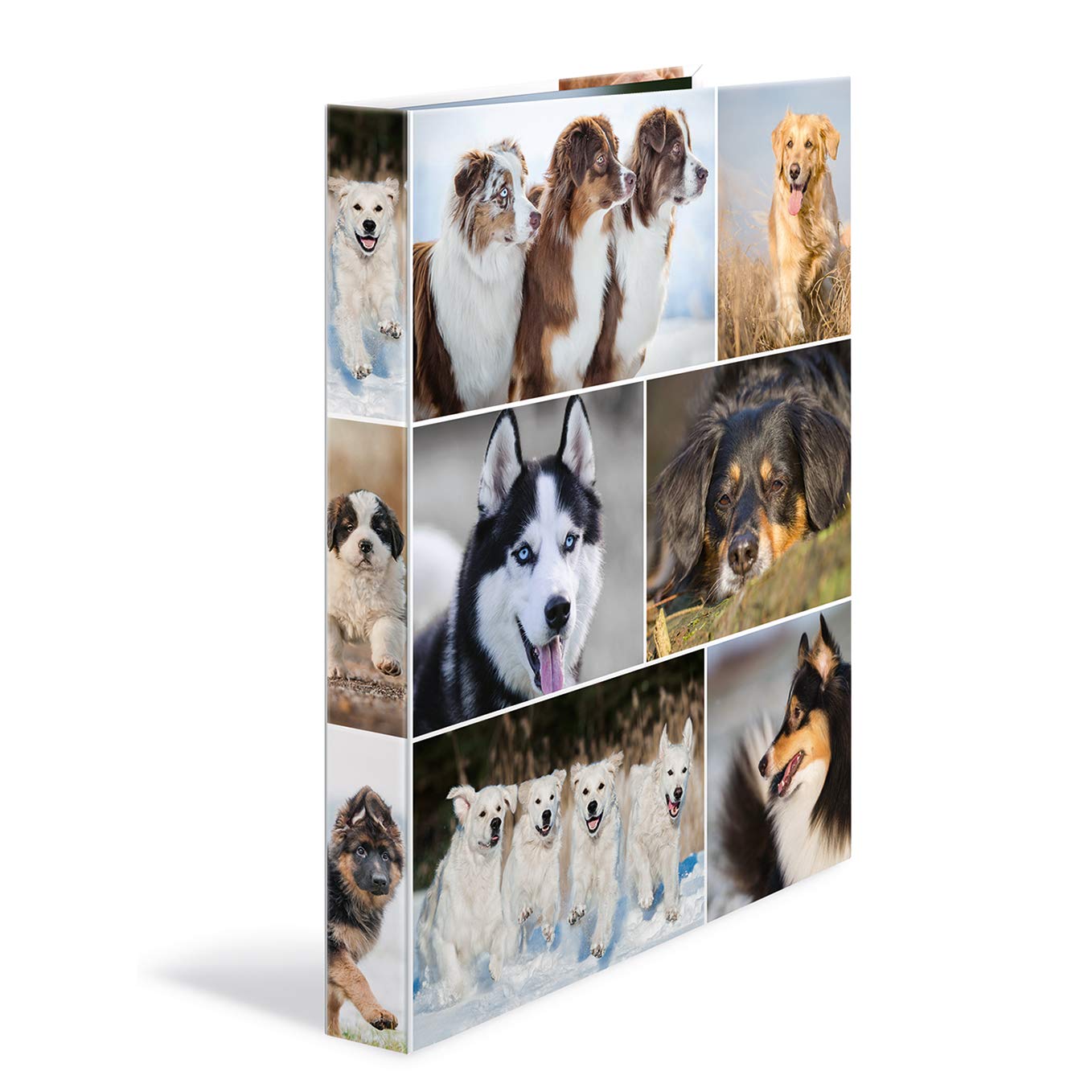 HERMA Ring Binder Animals with Dogs Motif, A4, 35 mm Spine, Slim 2-Ring Binder Made of Cardboard